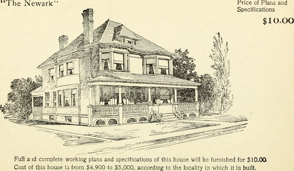 An illustration from Hodgson's low cost American homes; perspective views and floor plans of one hundred low and medium priced houses, 1905, leaf 63