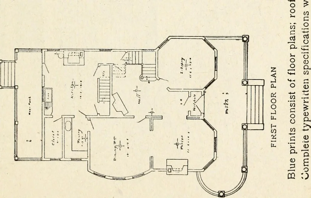 An illustration from Hodgson's low cost American homes; perspective views and floor plans of one hundred low and medium priced houses, 1905, leaf 64