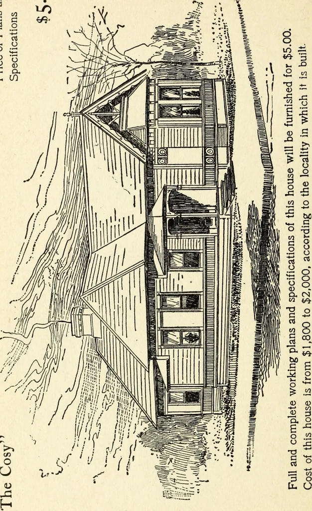An illustration from Hodgson's low cost American homes; perspective views and floor plans of one hundred low and medium priced houses, 1905, leaf 65