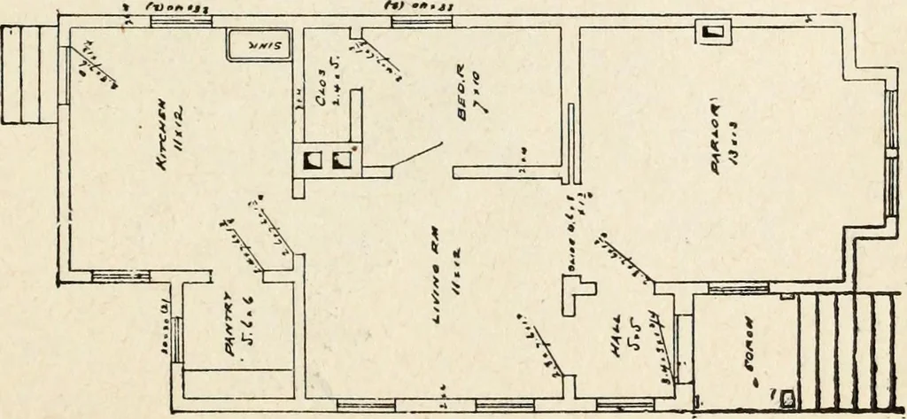 An illustration from Hodgson's low cost American homes; perspective views and floor plans of one hundred low and medium priced houses, 1905, leaf 66