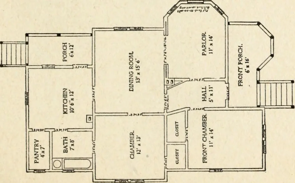 An illustration from Hodgson's low cost American homes; perspective views and floor plans of one hundred low and medium priced houses, 1905, leaf 68
