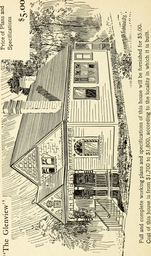 An illustration from Hodgson's low cost American homes; perspective views and floor plans of one hundred low and medium priced houses, 1905, leaf 69