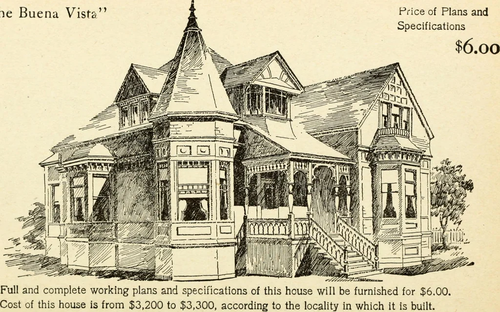 An illustration from Hodgson's low cost American homes; perspective views and floor plans of one hundred low and medium priced houses, 1905, leaf 71