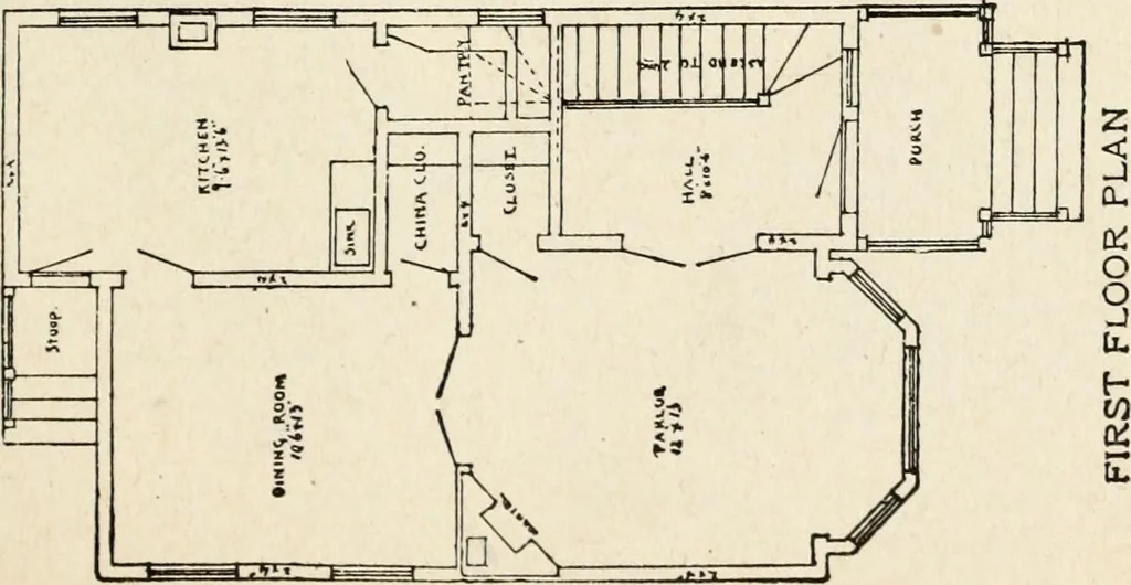 An illustration from Hodgson's low cost American homes; perspective views and floor plans of one hundred low and medium priced houses, 1905, leaf 74