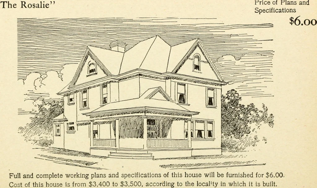 An illustration from Hodgson's low cost American homes; perspective views and floor plans of one hundred low and medium priced houses, 1905, leaf 75