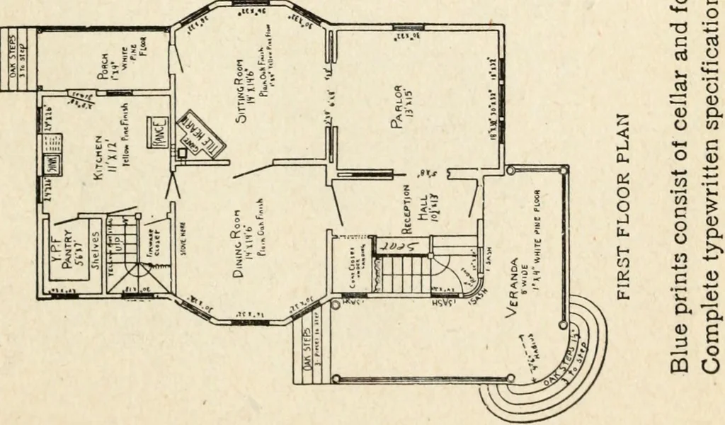 An illustration from Hodgson's low cost American homes; perspective views and floor plans of one hundred low and medium priced houses, 1905, leaf 76