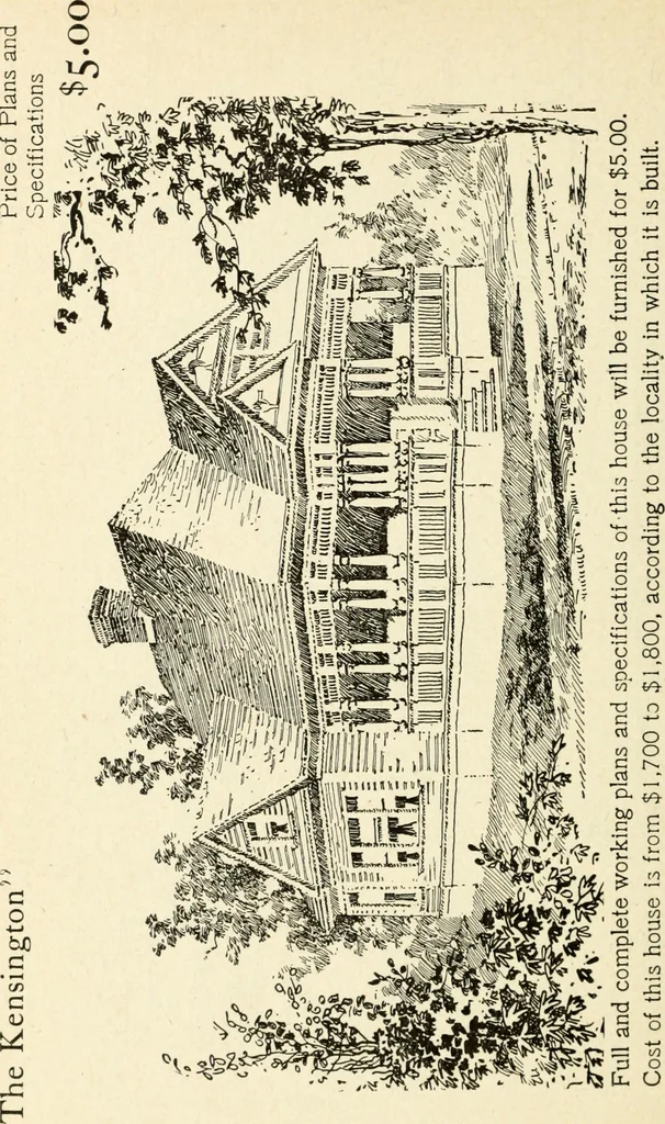 An illustration from Hodgson's low cost American homes; perspective views and floor plans of one hundred low and medium priced houses, 1905, leaf 77