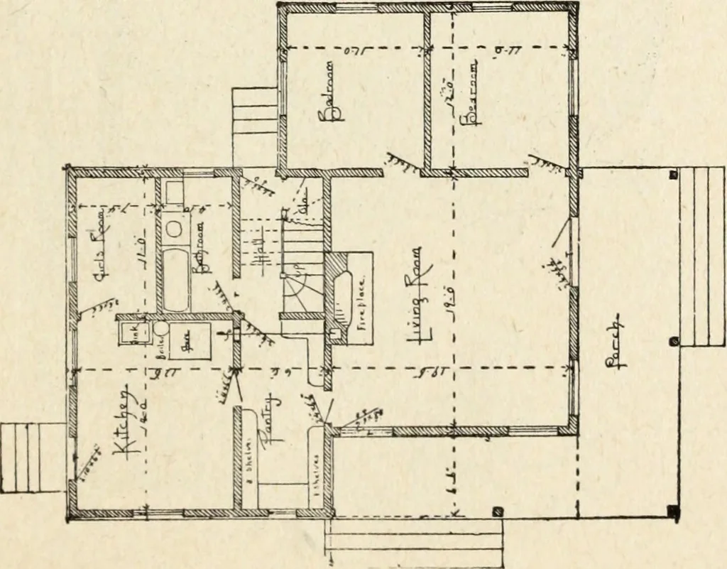 An illustration from Hodgson's low cost American homes; perspective views and floor plans of one hundred low and medium priced houses, 1905, leaf 80