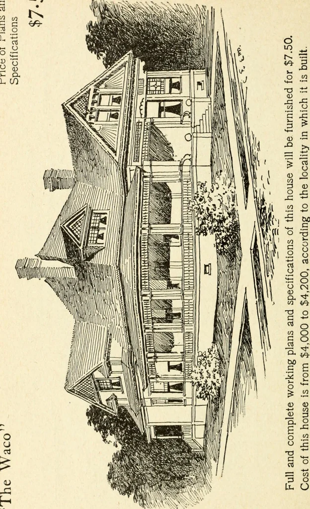 An illustration from Hodgson's low cost American homes; perspective views and floor plans of one hundred low and medium priced houses, 1905, leaf 83