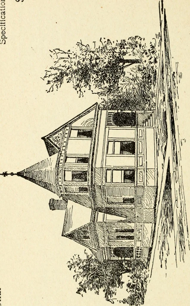 An illustration from Hodgson's low cost American homes; perspective views and floor plans of one hundred low and medium priced houses, 1905, leaf 87