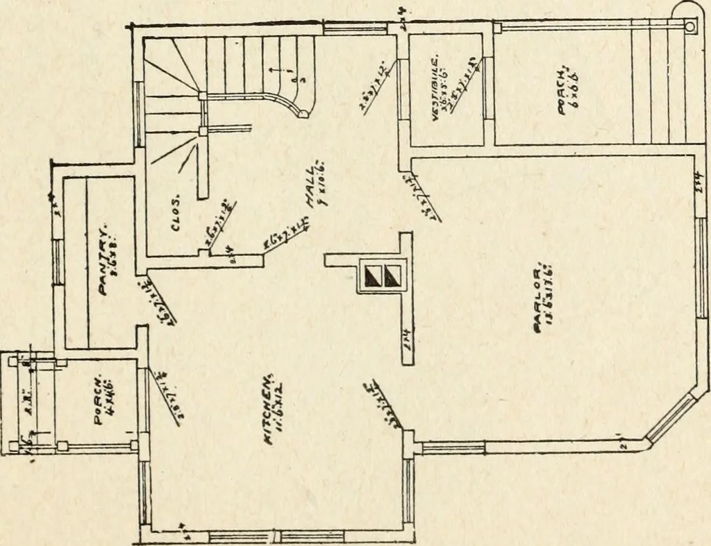 An illustration from Hodgson's low cost American homes; perspective views and floor plans of one hundred low and medium priced houses, 1905, leaf 88
