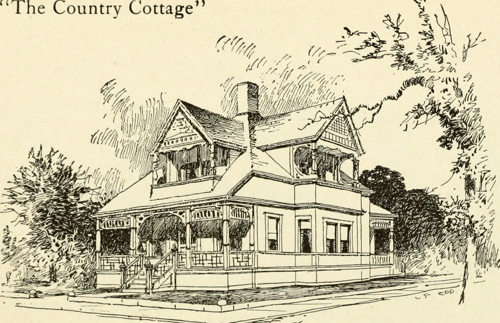 An illustration from Hodgson's low cost American homes; perspective views and floor plans of one hundred low and medium priced houses, 1905, leaf 89