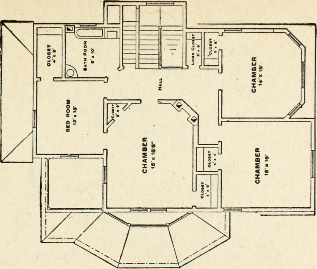 An illustration from Hodgson's low cost American homes; perspective views and floor plans of one hundred low and medium priced houses, 1905, leaf 92