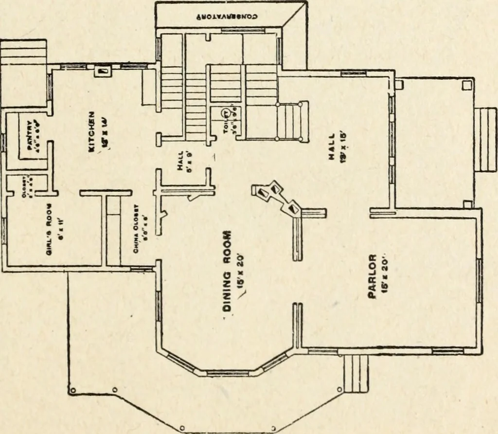 An illustration from Hodgson's low cost American homes; perspective views and floor plans of one hundred low and medium priced houses, 1905, leaf 92