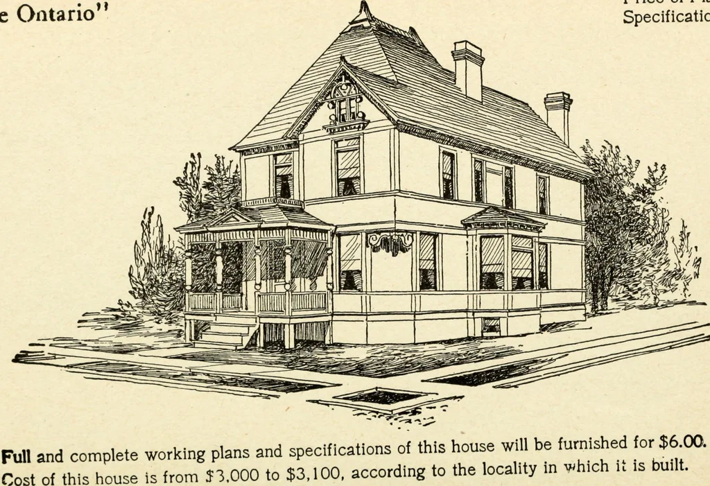 An illustration from Hodgson's low cost American homes; perspective views and floor plans of one hundred low and medium priced houses, 1905, leaf 95