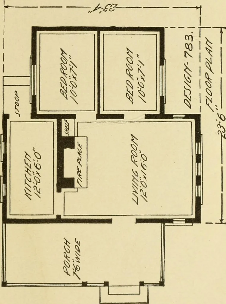 An illustration from Hodgson's modern house building : perspective views and floor plans of fifty low and medium priced houses ; full and complete working plans and specifications of any of these houses will be mailed at the low prices named, on the same day the order is received ; illustrated, 1905, leaf 114