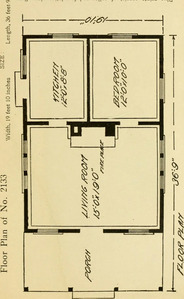 An illustration from Hodgson's modern house building : perspective views and floor plans of fifty low and medium priced houses ; full and complete working plans and specifications of any of these houses will be mailed at the low prices named, on the same day the order is received ; illustrated, 1905, leaf 118