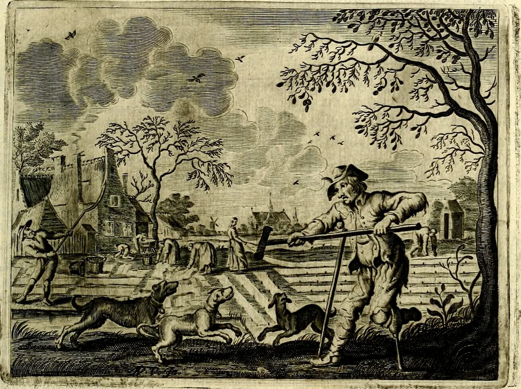An illustration from Hof-gedachten, dat is, invallen, by gelegentheyt oft op't gesichte van boomen, planten, bloemen, kruyden, en diergelijcke aerdt-gewassen, verweckt, in't Buyten-leven, 1655, leaf 104