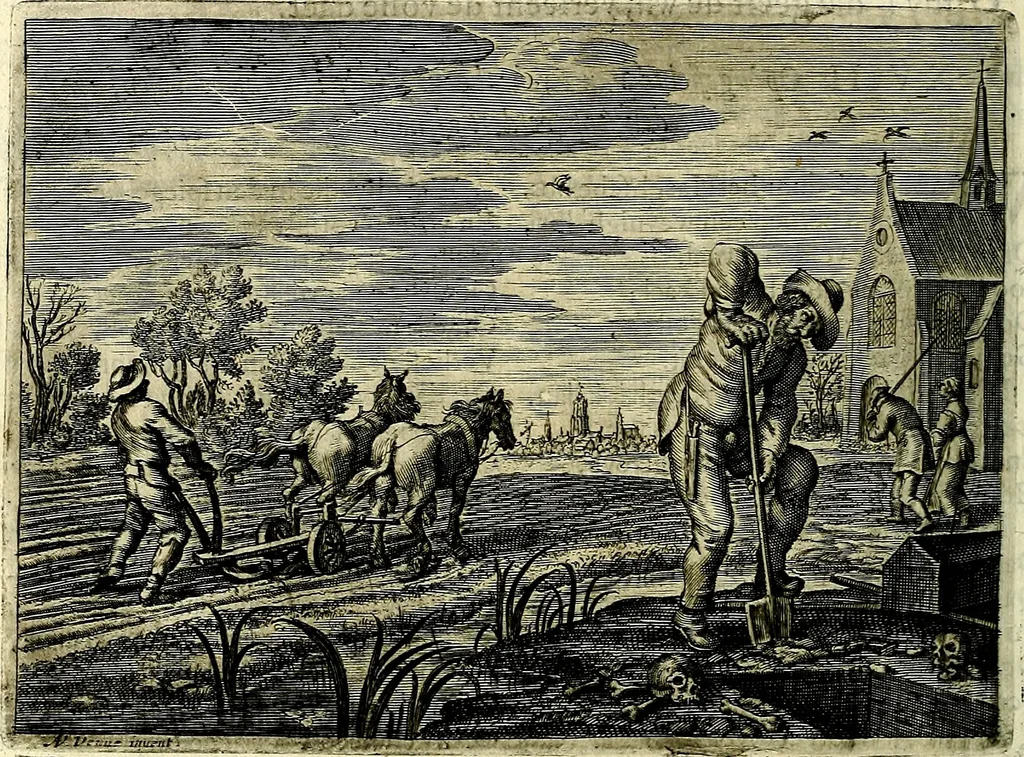 An illustration from Hof-gedachten, dat is, invallen, by gelegentheyt oft op't gesichte van boomen, planten, bloemen, kruyden, en diergelijcke aerdt-gewassen, verweckt, in't Buyten-leven, 1655, leaf 25