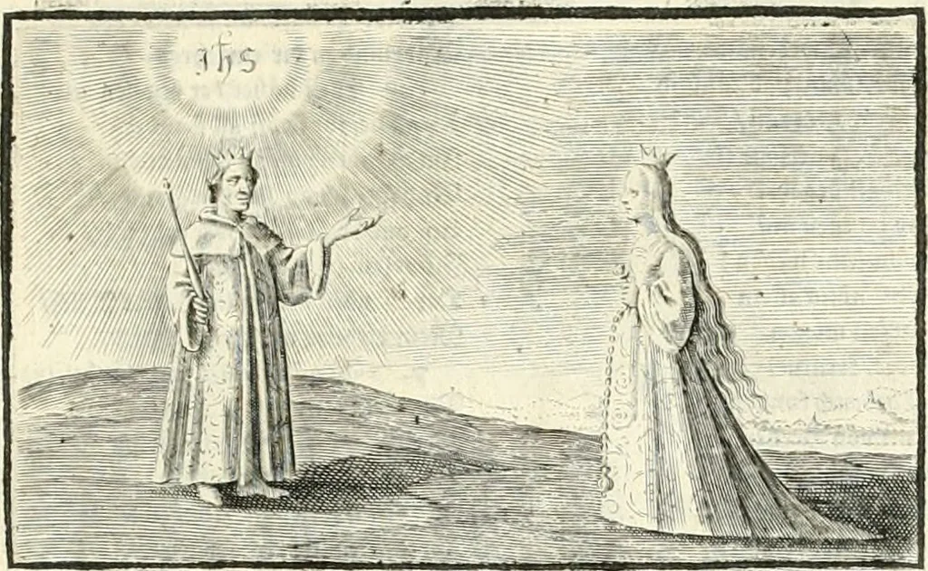 An illustration from Hohe geistreiche Lehren vnd Erklärungen vber die fürnembsten Sprüche dess Hohen Lieds Salomonis von der Liebhabenden Seele : das ist, der Christlichen Kirchen vnd jhrem Gemahl Jesu Christo, 1622, leaf 104