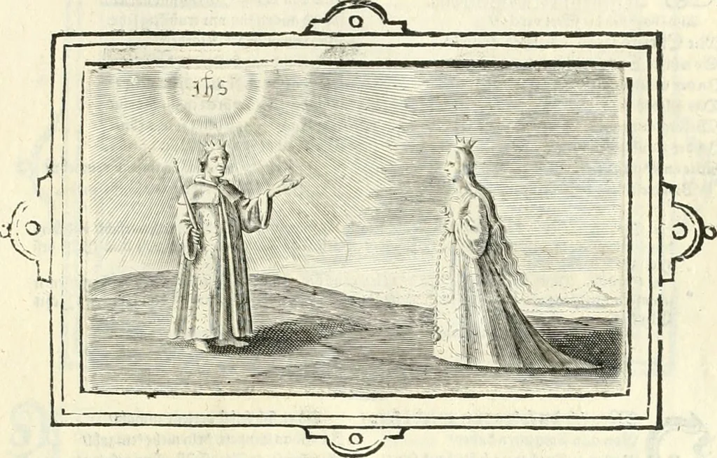 An illustration from Hohe geistreiche Lehren vnd Erklärungen vber die fürnembsten Sprüche dess Hohen Lieds Salomonis von der Liebhabenden Seele : das ist, der Christlichen Kirchen vnd jhrem Gemahl Jesu Christo, 1622, leaf 106