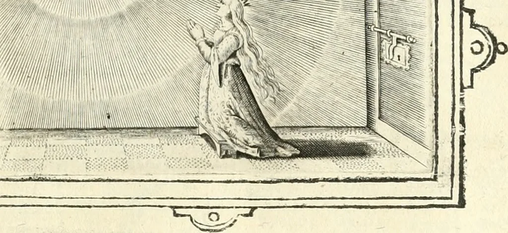 An illustration from Hohe geistreiche Lehren vnd Erklärungen vber die fürnembsten Sprüche dess Hohen Lieds Salomonis von der Liebhabenden Seele : das ist, der Christlichen Kirchen vnd jhrem Gemahl Jesu Christo, 1622, leaf 114