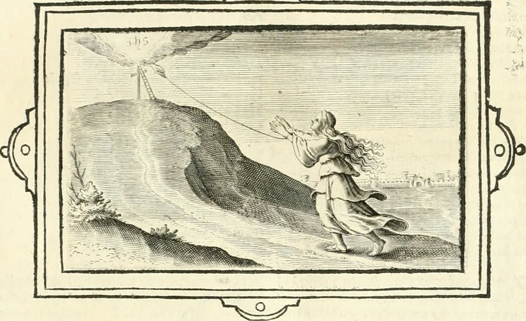 An illustration from Hohe geistreiche Lehren vnd Erklärungen vber die fürnembsten Sprüche dess Hohen Lieds Salomonis von der Liebhabenden Seele : das ist, der Christlichen Kirchen vnd jhrem Gemahl Jesu Christo, 1622, leaf 12