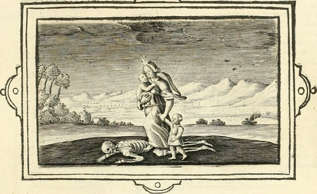 An illustration from Hohe geistreiche Lehren vnd Erklärungen vber die fürnembsten Sprüche dess Hohen Lieds Salomonis von der Liebhabenden Seele : das ist, der Christlichen Kirchen vnd jhrem Gemahl Jesu Christo, 1622, leaf 120