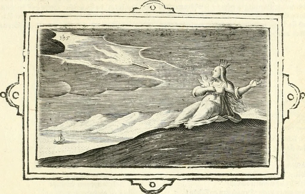 An illustration from Hohe geistreiche Lehren vnd Erklärungen vber die fürnembsten Sprüche dess Hohen Lieds Salomonis von der Liebhabenden Seele : das ist, der Christlichen Kirchen vnd jhrem Gemahl Jesu Christo, 1622, leaf 122