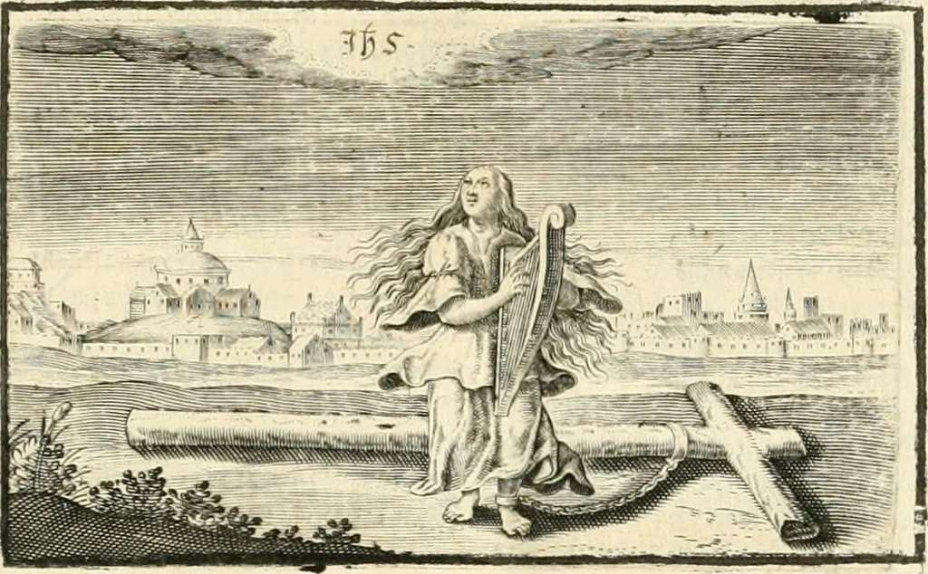 An illustration from Hohe geistreiche Lehren vnd Erklärungen vber die fürnembsten Sprüche dess Hohen Lieds Salomonis von der Liebhabenden Seele : das ist, der Christlichen Kirchen vnd jhrem Gemahl Jesu Christo, 1622, leaf 14