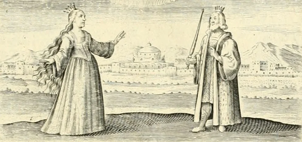 An illustration from Hohe geistreiche Lehren vnd Erklärungen vber die fürnembsten Sprüche dess Hohen Lieds Salomonis von der Liebhabenden Seele : das ist, der Christlichen Kirchen vnd jhrem Gemahl Jesu Christo, 1622, leaf 16