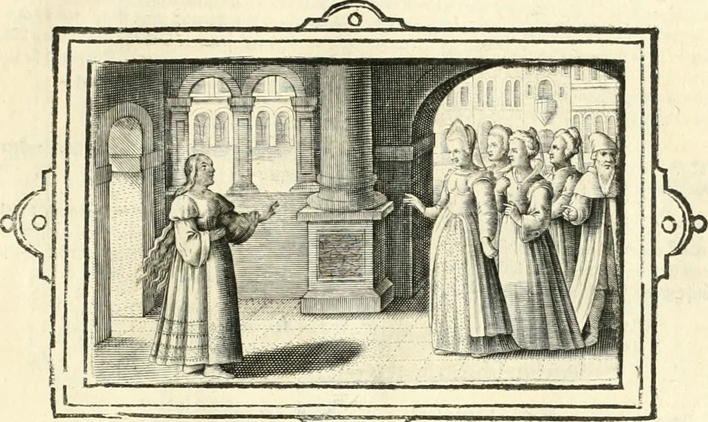 An illustration from Hohe geistreiche Lehren vnd Erklärungen vber die fürnembsten Sprüche dess Hohen Lieds Salomonis von der Liebhabenden Seele : das ist, der Christlichen Kirchen vnd jhrem Gemahl Jesu Christo, 1622, leaf 18