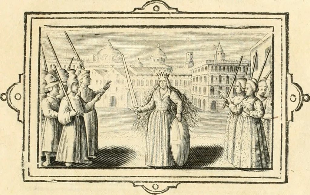 An illustration from Hohe geistreiche Lehren vnd Erklärungen vber die fürnembsten Sprüche dess Hohen Lieds Salomonis von der Liebhabenden Seele : das ist, der Christlichen Kirchen vnd jhrem Gemahl Jesu Christo, 1622, leaf 20