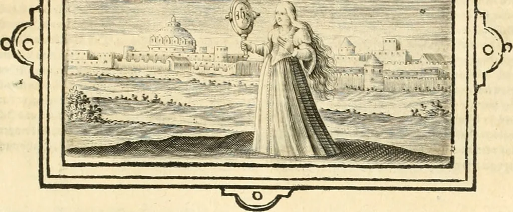 An illustration from Hohe geistreiche Lehren vnd Erklärungen vber die fürnembsten Sprüche dess Hohen Lieds Salomonis von der Liebhabenden Seele : das ist, der Christlichen Kirchen vnd jhrem Gemahl Jesu Christo, 1622, leaf 24