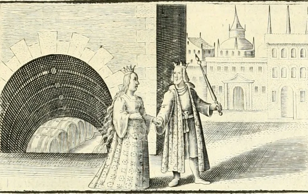An illustration from Hohe geistreiche Lehren vnd Erklärungen vber die fürnembsten Sprüche dess Hohen Lieds Salomonis von der Liebhabenden Seele : das ist, der Christlichen Kirchen vnd jhrem Gemahl Jesu Christo, 1622, leaf 34