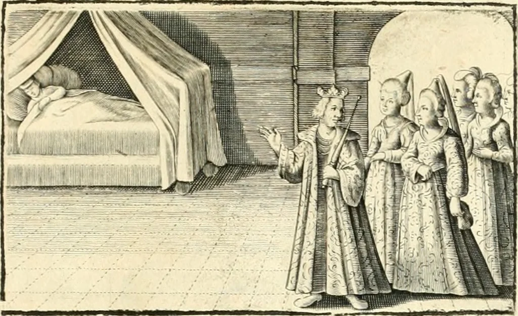 An illustration from Hohe geistreiche Lehren vnd Erklärungen vber die fürnembsten Sprüche dess Hohen Lieds Salomonis von der Liebhabenden Seele : das ist, der Christlichen Kirchen vnd jhrem Gemahl Jesu Christo, 1622, leaf 52