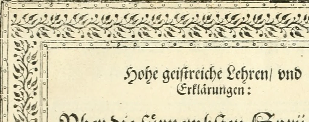 An illustration from Hohe geistreiche Lehren vnd Erklärungen vber die fürnembsten Sprüche dess Hohen Lieds Salomonis von der Liebhabenden Seele : das ist, der Christlichen Kirchen vnd jhrem Gemahl Jesu Christo, 1622, leaf 6