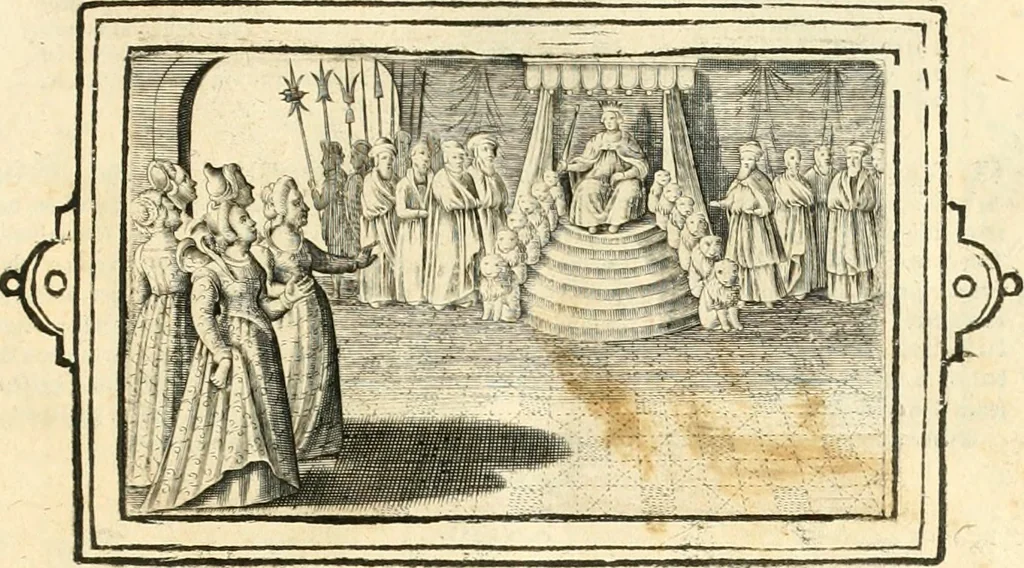 An illustration from Hohe geistreiche Lehren vnd Erklärungen vber die fürnembsten Sprüche dess Hohen Lieds Salomonis von der Liebhabenden Seele : das ist, der Christlichen Kirchen vnd jhrem Gemahl Jesu Christo, 1622, leaf 60