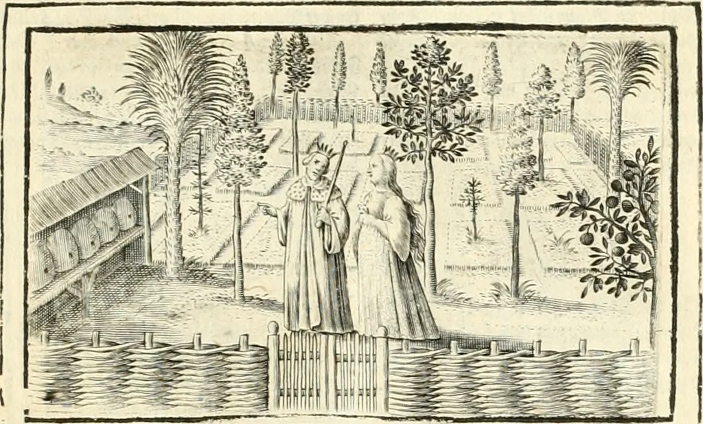 An illustration from Hohe geistreiche Lehren vnd Erklärungen vber die fürnembsten Sprüche dess Hohen Lieds Salomonis von der Liebhabenden Seele : das ist, der Christlichen Kirchen vnd jhrem Gemahl Jesu Christo, 1622, leaf 74