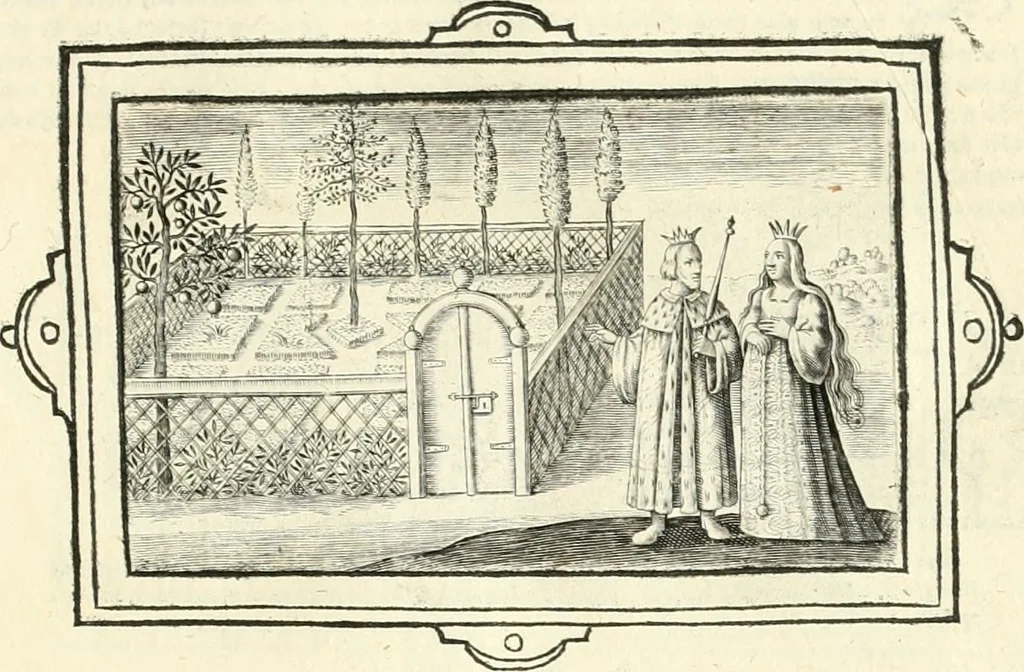 An illustration from Hohe geistreiche Lehren vnd Erklärungen vber die fürnembsten Sprüche dess Hohen Lieds Salomonis von der Liebhabenden Seele : das ist, der Christlichen Kirchen vnd jhrem Gemahl Jesu Christo, 1622, leaf 82