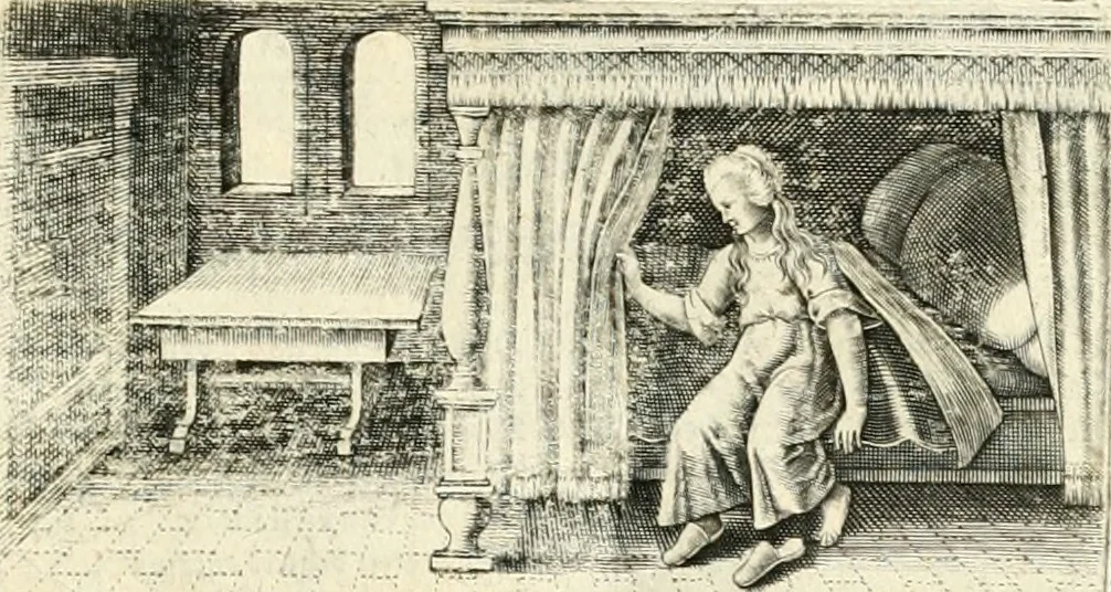 An illustration from Hohe geistreiche Lehren vnd Erklärungen vber die fürnembsten Sprüche dess Hohen Lieds Salomonis von der Liebhabenden Seele : das ist, der Christlichen Kirchen vnd jhrem Gemahl Jesu Christo, 1622, leaf 90