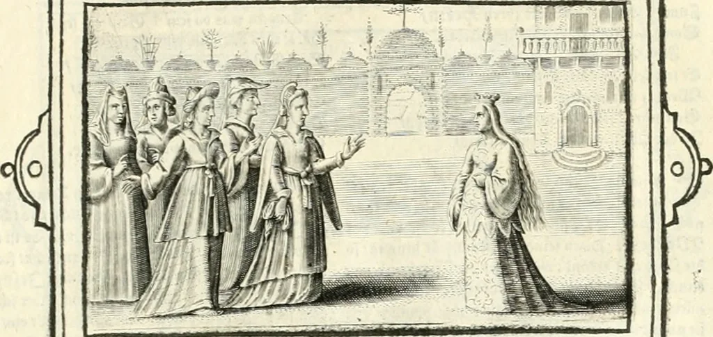 An illustration from Hohe geistreiche Lehren vnd Erklärungen vber die fürnembsten Sprüche dess Hohen Lieds Salomonis von der Liebhabenden Seele : das ist, der Christlichen Kirchen vnd jhrem Gemahl Jesu Christo, 1622, leaf 98