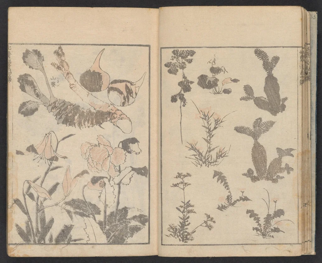 An illustration from Hokusai manga, 1600, leaf 9