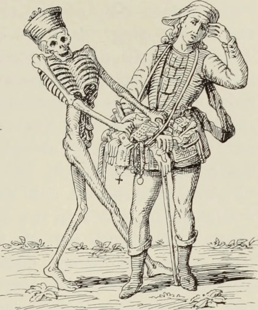 An illustration from Holbeins Totentanz und seine Vorbilder, 1897, leaf 136
