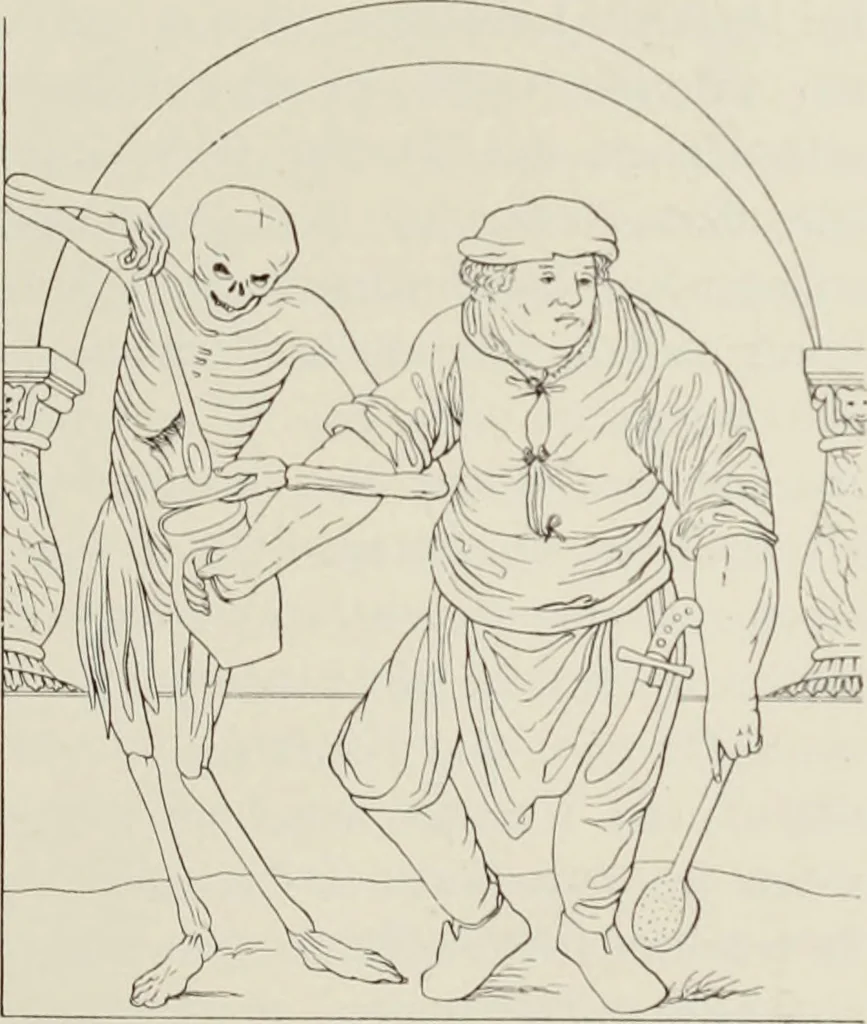 An illustration from Holbeins Totentanz und seine Vorbilder, 1897, leaf 140