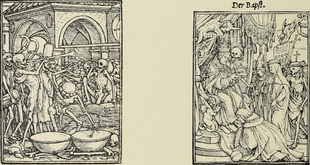 An illustration from Holbeins Totentanz und seine Vorbilder, 1897, leaf 323