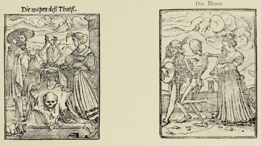 An illustration from Holbeins Totentanz und seine Vorbilder, 1897, leaf 347