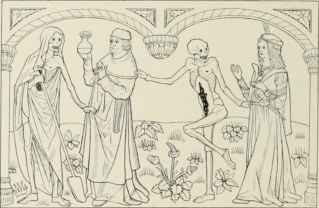 An illustration from Holbeins Totentanz und seine Vorbilder, 1897, leaf 37