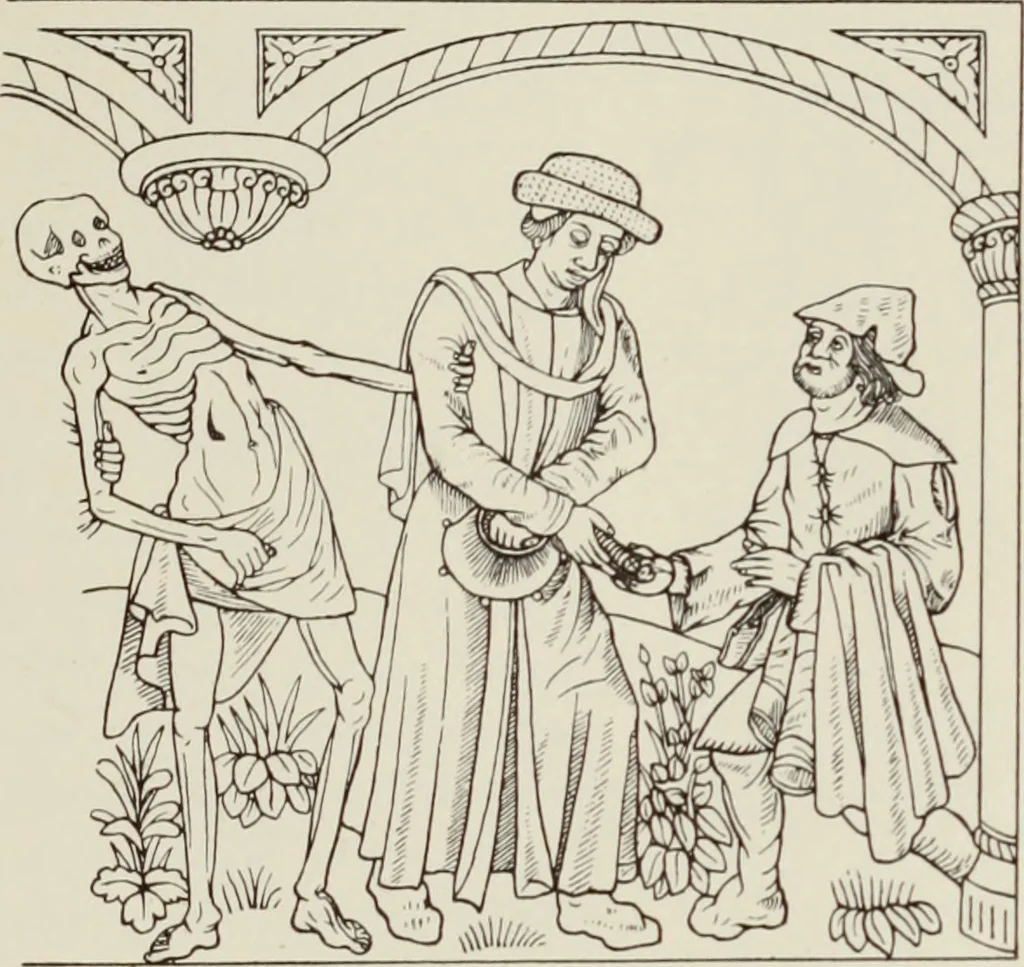 An illustration from Holbeins Totentanz und seine Vorbilder, 1897, leaf 42