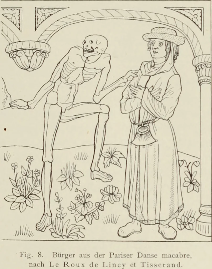 An illustration from Holbeins Totentanz und seine Vorbilder, 1897, leaf 44